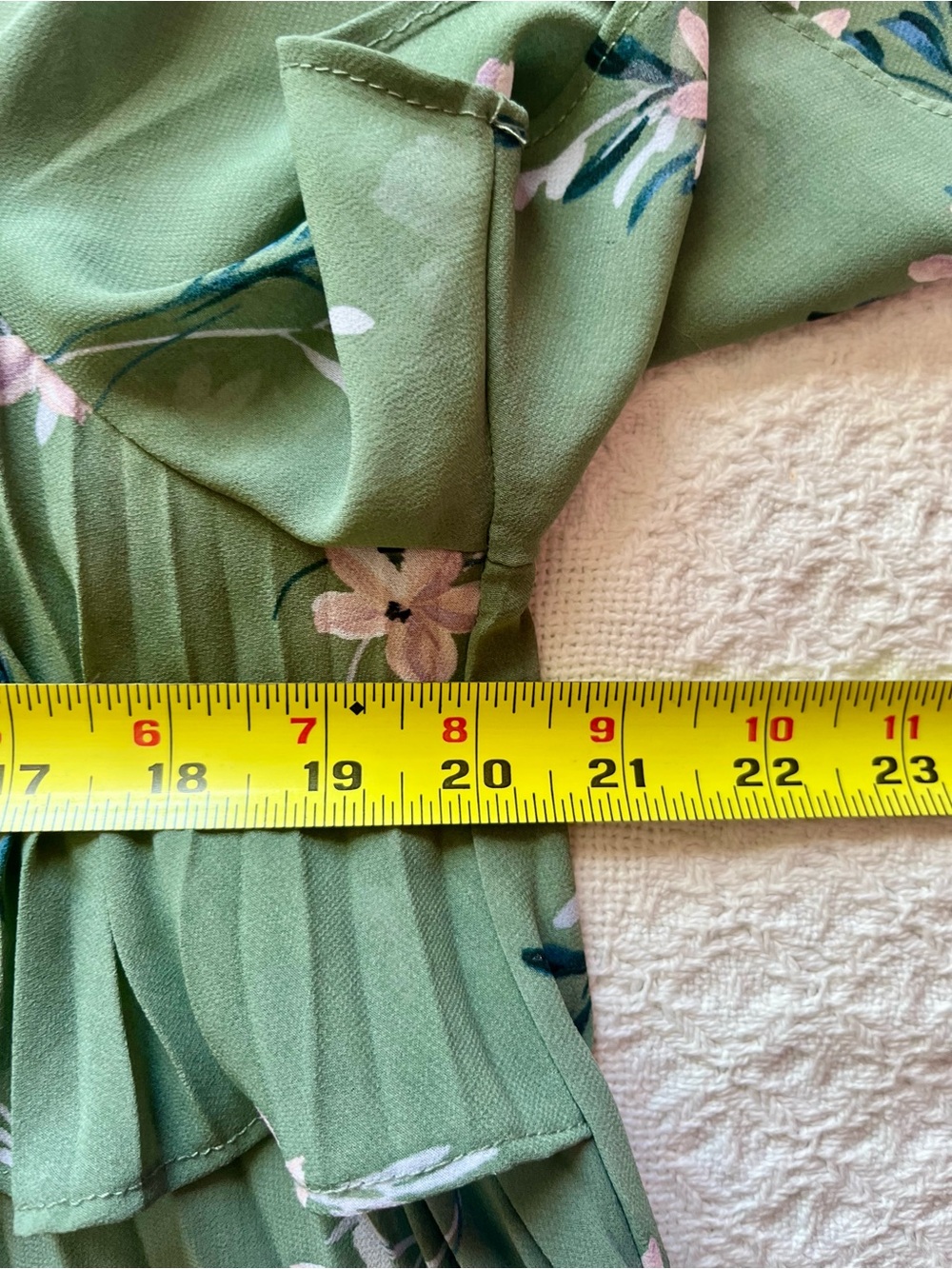 Love & Piece Sweet Olive Green Floral Pleated Ruffle Blouse with Flutter Sleeves - Picture 7 of 10